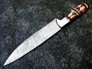 Premium Handcrafted Damascus Steel Hunting <b>Knife</b> Full Tang Fixed Blade Camping Survival <b>Knife</b> with Camel <b>Bone</b> <b>Handle</b> - Product Image 5