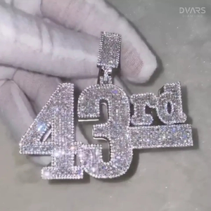 Iced Moissanite Number Name <b>Initial</b> Logo Hip Hop Letter Numerical Luxury 18K Gold Plated Unisex 925 Sterling <b>Silver</b> <b>Pendant</b> - Product Image 5
