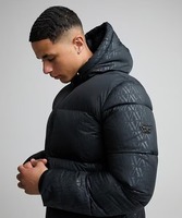 Blouson matelassé noir à capuche pour homme – Hiver, décontracté, épais, en polyester, coupe-vent, fermeture éclair, coupe régulière, couleur unie, vêtement d'extérieur