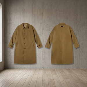 <b>Men's</b> Woolen <b>Long</b> Trench <b>Coat</b> Turn-down Collar Single Breasted Solid Color Regular Sleeve Overcoat - Product Image 4