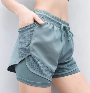Shorts de sport pour femme à taille haute, respirants, écologiques, en toile, séchage rapide, pour la course, le fitness, le yoga, la gym, avec logo personnalisé - Product Image 1