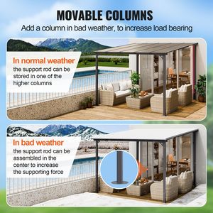 Pergola autoportante murale 10 x 10 en polycarbonate rigide résistant aux UV, avec structure en métal, pour patio, auvent et gazebo - Product Image 6