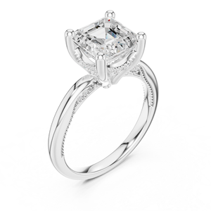 แหวนทองคำขาว 14K คุณภาพสูง ประดับเพชรทรง Asscher แบบสี่ขา ฝังเพชรเพาะเลี้ยงในห้องปฏิบัติการ ได้รับการรับรองจาก GRA แหวนคลาสสิกสำหรับสาวๆ - Product Image 5