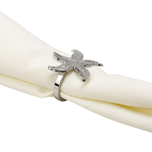 Luxurious Metal Starfish Napkin Buckle Elegant Silver Ocean Theme Serviette Holder For Restaurant Hotel Events <b>Table</b> Accessories - Product Image 1