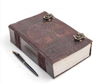 Carnets en cuir vintage Celtic Tree Life, reliure cousue, avec papier à bords festonnés vintage, journaux et agendas, carnet de croquis - Product Image 2