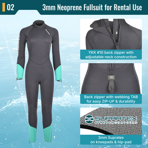 Professional 3mm Neoprene <b>Wetsuit</b> Woman Scuba Diving Fullsuit Supratex Kneepads Reinforcement Heavy-Duty Rental Use OEM Service - Product Image 3
