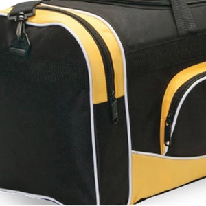 Sac de voyage noir et jaune 600D 50-70L avec poches zippées et poignées supérieures - Product Image 3