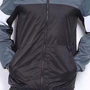 Men's Hooded Color Blocking Windbreaker <b>Jacket</b> Sporty <b>Zipper</b> Front Racer <b>Jacket</b> Autumn Wear Polyester Material - Product Image 4