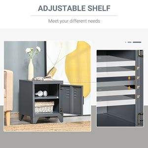 Mobiletto Industriale Grigio per Soggiorno con Ripiano Regolabile e Anta con Serratura, Soluzione Pratica per lo Stoccaggio - Product Image 6