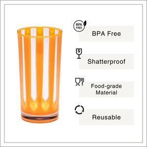 [Holar] Verre incassable réutilisable de 23 oz, design moderne à rayures orange vives, fabriqué à Taïwan, pour la maison, les fêtes en plein air - Product Image 2