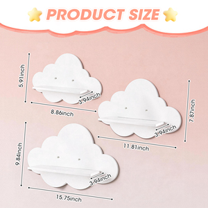 Cloud <b>Wall</b> <b>Shelf</b> Decorative <b>Floating</b> <b>Wall</b> Rack Wooden Nursery Display Holder for Kids Room - Product Image 4