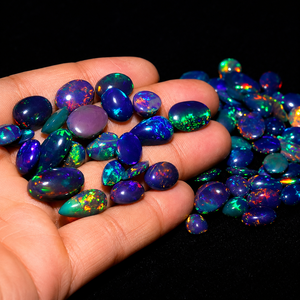 Natural Ethiopian Black <b>Opal</b> Cabochon 8-10mm Mix Shape Welo Fire <b>Opal</b> Loose Gemstone Wholesale Supply - Product Image 4