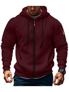 Sudadera con Capucha Morada para Hombre, Cierre de Cremallera, Corte Regular, Color Sólido, Transpirable, Felpa Francesa - Product Image 2