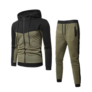Men Color Blocking Tracksuit Hooded Full Sleeve Casual Wear Breathable Polyester Cotton <b>Set</b> Autumn Regular Fit Side Pockets - Product Image 4