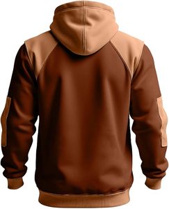 Sweat-shirt à capuche pour homme 100% coton, manches raglan, couleur unie, pull décontracté respirant 370g, coupe ample pour l'hiver - Product Image 2
