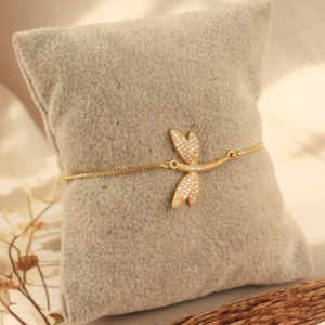 Zircon Pave <b>Dragonfly</b> Charm <b>Bracelet</b> Gold Plated Adjustable Womens Fashion Jewelry Summer Statement <b>Bracelet</b> - Product Image 4