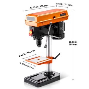 Trapano a Colonna da Banco Regolabile 620/1140/1740/2340/3100 RPM 2.5A con Motore a Induzione, 8 Modalità di Foratura - Product Image 6