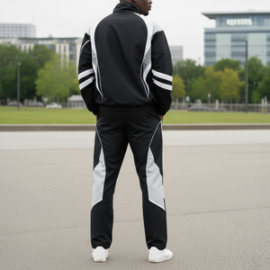 Conjuntos Deportivos de Hombre de la Mejor Calidad, 100% Algodón, Estilo Urbano, Chaqueta y Pantalones con Estampado y Parches, Conjuntos de Gimnasio con Bloques de Color Personalizados, Unisex - Product Image 2
