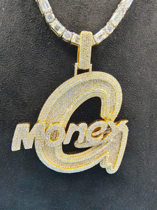 Pendentif Lettre Argentée Effet Diamant Bling Hip Hop Luxe Bijou Tendance Cadeau - Product Image 6