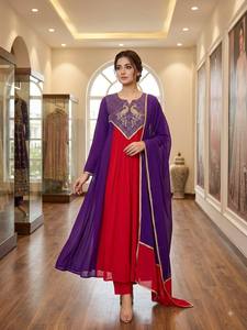 Premium Women's Traditional All Seasons Mul Chanderi Embroidered Kurta <b>Pant</b> Set with Cording <b>Sequin</b> Work & Designer Dupatta - Product Image 5