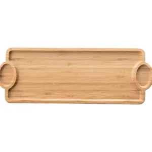 Top Selling Nordic Design Bamboo Wooden Rectangle Tray Included Handle Clear Polish For Home And Restaurants & Hotels Decor