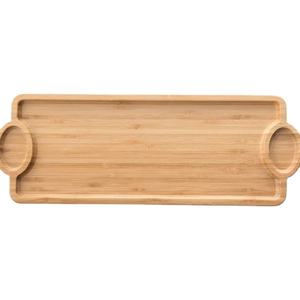 Bandeja rectangular de madera de bambú de diseño nórdico más vendida, mango de pulido transparente para el hogar, restaurantes, hoteles, bandejas decorativas para servir - Product Image 1