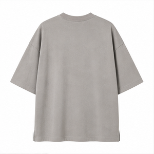 T-shirt Homme Oversize à Manches Courtes Col Rond en Coton Gris Pierre Brossé Coupe Cocon Personnalisé MTS-OVR-0005 - Product Image 2