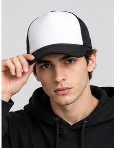 Casquette Trucker Unisexe en Maille 6 Panneaux Réglable Snapback Décontractée Respirante Imperméable Été Extérieur Noir Blanc Broderie 3D - Product Image 2