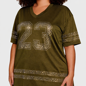 Jersey de Fútbol Americano Extra Grande de Alta Calidad para Mujer, Diseño Personalizado, Jersey Retro con Pedrería, Ropa Deportiva Urbana, Estilo Fútbol Americano, EE. UU. - Product Image 4