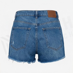 Womens Casual Sporty High <b>Waist</b> <b>Jeans</b> Shorts Breathable Loose Denim <b>Elastic</b> <b>Waist</b> Pattern Summer Leg Style Trendy Outfit - Product Image 2