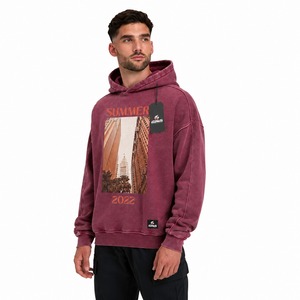 Oversized Acid Wash <b>Hoodie</b> <b>for</b> <b>Men</b> Vintage Washed Hooded Sweatshirt Comfortable Casual Fashion Pullover with Oem Service - Product Image 3