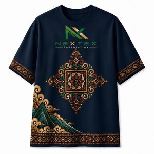 เสื้อยืดสไตล์บาติกแบบตะวันออกสำหรับผู้ชาย ลายพิมพ์ประดับแบบดั้งเดิม ทรงโอเวอร์ไซส์ - Product Image 3