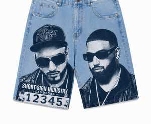 Shorts Bermuda en Denim Premium pour Homme Sky Da Limits, Style Hip Hop, Couleur Unie, 100% Coton, Taille Haute Élastique, Poches Respirantes - Product Image 3