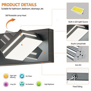 Modern Sleek Minimalist Design 7-<b>Light</b> LED <b>Vanity</b> Wall Sconce Energy Efficient Easy Installation Black Bathroom <b>Mirror</b> - Product Image 5