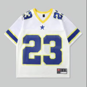 Camiseta de Fútbol Americano Estilo Urbano, Corte Cuadrado, Malla Blanca, Cuello en V, Transpirable, Poliéster, Personalizada por Sublimación, Venta al Por Mayor - Product Image 1