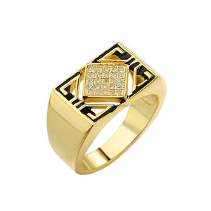 Anillo de hombre de plata 925 premium con diamante cultivado en laboratorio y diseño geométrico con detalles en negro para compradores mayoristas de joyería. - Product Image 1