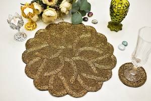 Elegant Premium <b>Beaded</b> <b>Placemats</b> Handmade Decorative Table Mats for Dining Room Wedding Reception Party and Event Settings - Product Image 4