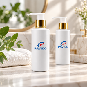 Flacon pompe cosmétique PET 100 ml 24 mm blanc pour lotion, shampoing, gel douche, emballage de soins de la peau OEM ODM PAVICO sérigraphié Vietnam - Product Image 5
