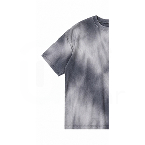 Camiseta de Manga Corta con Cuello Redondo y Estampado Tie-Dye para Hombre, Corte Regular, Tejido Informal, Diseño con Patrón Azul y Negro - Product Image 6