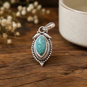Collier pendentif en argent sterling 925 avec turquoise bleue naturelle de forme marquise, style minimaliste fait main, plaqué or rose, bijoux pour femmes - Product Image 6