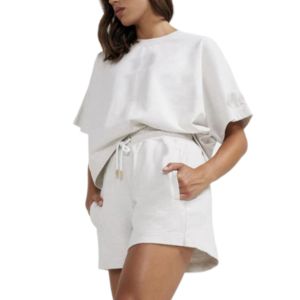 Conjunto de Dos Piezas Casual para Mujer: Camiseta de Alta Calidad con Shorts a Juego, Encaje, Transpirable, de Secado Rápido y Cintura Alta - Product Image 4