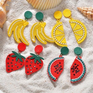 <b>Rainbow</b> Daisy Beaded <b>Drop</b> Earrings Women's Bohemia Style Flower Shape Party Jewelry Resin Imitation Pearl Earrings - Product Image 6