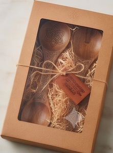 Juego de cucharas de madera con diseño de nudo celta, acabado mate, reutilizables, cubiertos tradicionales para uso en la cocina, fiestas y hoteles. - Product Image 5