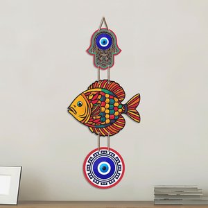 Decoración de Pared con Forma de Pez en MDF Multicolor con Protección Contra el Mal de Ojo para la Entrada del Hogar, Decoración Vastu - Product Image 2