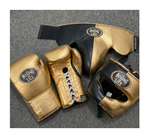 Top Selling No Boxing No Life Mexican Style Real Cowhide Leather Lace-Up Boxing Gloves Nose Bar Head Guard Groin Guard Protector - Product Image 1