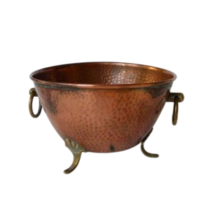 Pot de fleurs vintage en laiton en forme de chaudron avec pieds à griffes et poignées en forme d'anneau de lion, pot à cactus, support pour plantes d'intérieur, vase pour plantes serpent - Product Image 3