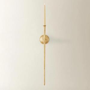 Candelabro de pared moderno de metal, de lujo, nuevo, minimalista, con vástago largo para velas cónicas, para decoración de pared en hoteles y restaurantes. - Product Image 1