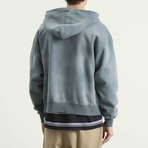 Sweat à capuche homme coupe courte, coton épais 400 g/m², essentiels d'automne, logo personnalisé, haute qualité, effet vieilli délavé à l'acide - Product Image 3
