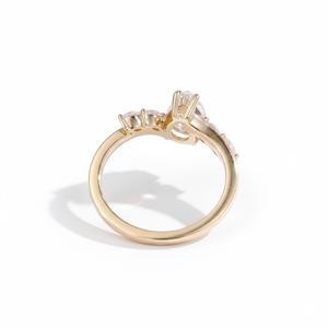 Anillo de Diamantes Apilable Estilo Eternidad con Diamantes en Forma de Pera, Oro Puro de 14K, Certificado IGI, Recién Llegado, Conjunto de Anillos de Boda para Novia - Product Image 3