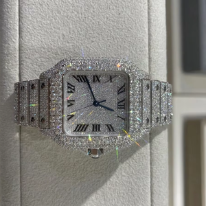 Square <b>Face</b> Moissanite Diamond Watch |Wholesale Bust Down Roman Watch | Luxury Waterproof Rappers Timepiece - Product Image 1